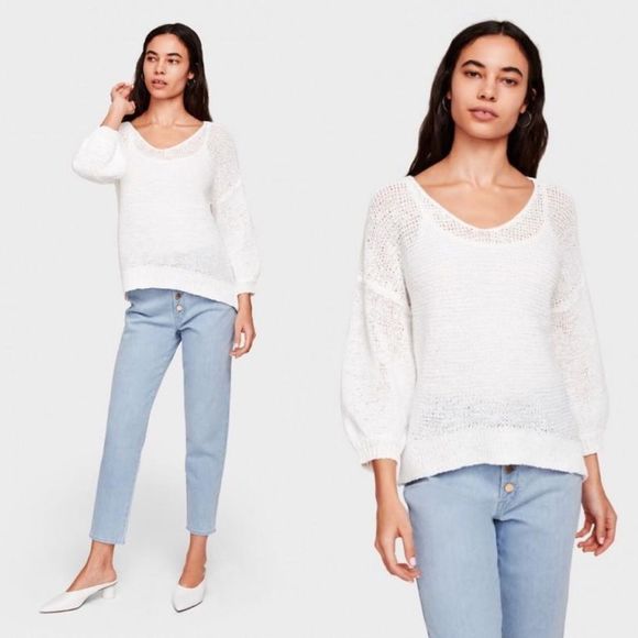 White + Warren Waxed Yarn V-Neck Sweater